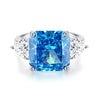 Wholesale Women's Geometric Aquamarine Ring In S925 Sterling Silver With Highcarbon Diamond Zircon