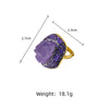 Wholesale Women's Geometric Artificial Crystal Amethyst Ring With Goldplated Electroplating