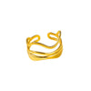 Wholesale Women's Geometric Asymmetrical Open Ring Titanium Steel Electroplated