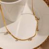 Wholesale Women's Geometric Asymmetrical Round Zircon Stainless Steel And Titanium Steel Electroplated Snake Bone Chain Necklace