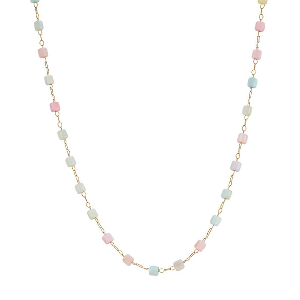 Wholesale Women's Geometric Beaded Necklace With Electroplated Calendering Chain Diy Handmade Design