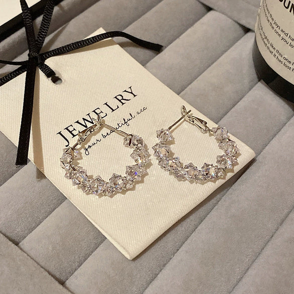 Wholesale Women's Geometric Big Circle Earrings 925 Sterling Silver Copper With Real Gold Plated And 5A Super Flash Zircon