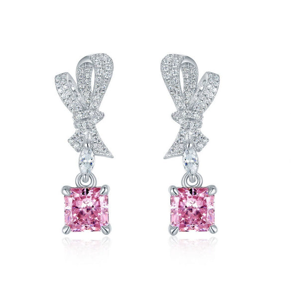 Wholesale Women's Geometric Bow Gems 225 Silver Electroplated Earrings