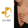 Wholesale Women's Geometric Bow Stainless Steel Electroplated Open Ring