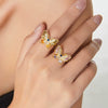 Wholesale Women's Geometric Butterfly Shape Copper Ring With Electroplating And Diamond Design Sense Fashion Style