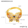 Wholesale Women's Geometric Butterfly Shape Copper Ring With Electroplating And Diamond Design Sense Fashion Style