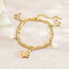 Wholesale Women's Geometric Butterfly Stainless Steel Pearl Doublelayer Electroplated Bracelet Jewelry