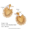 Wholesale Women's Geometric Cactus Heart Stainless Steel Electroplated 18K Gold Earrings