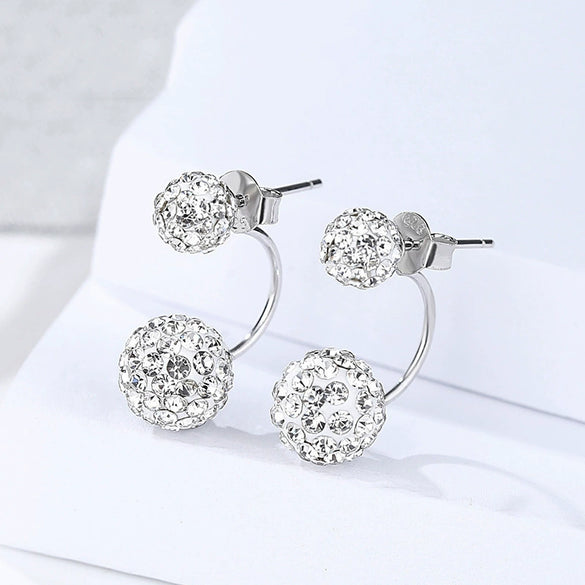 Wholesale Women's Geometric Cartoon Style S925 Sterling Silver Stud Earrings With Inlaid Crystal