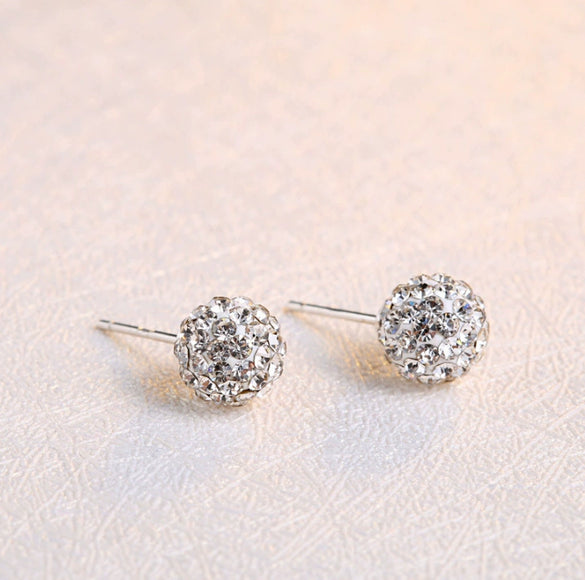 Wholesale Women's Geometric Cartoon Style S925 Sterling Silver Stud Earrings With Inlaid Crystal