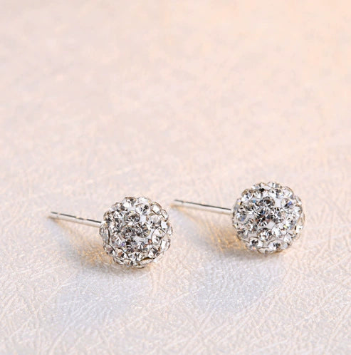 Wholesale Women's Geometric Cartoon Style S925 Sterling Silver Stud Earrings With Inlaid Crystal