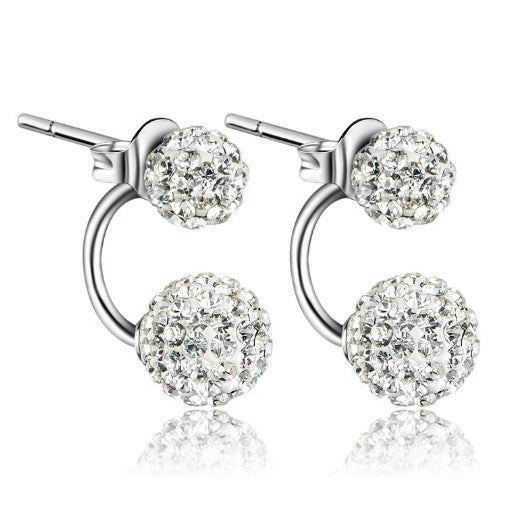Wholesale Women's Geometric Cartoon Style S925 Sterling Silver Stud Earrings With Inlaid Crystal
