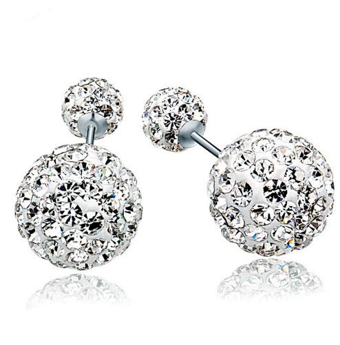 Wholesale Women's Geometric Cartoon Style S925 Sterling Silver Stud Earrings With Inlaid Crystal
