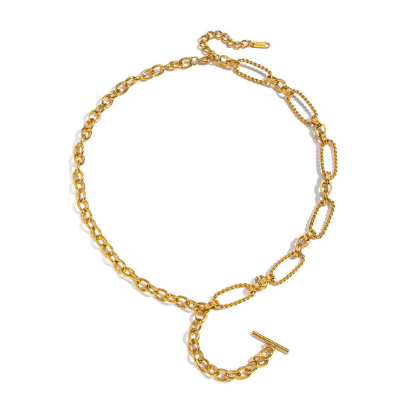 Wholesale Women's Geometric Casual Style Oneword Tassel Pendant Necklace With 18K Real Gold Pvd Furnace Vacuum Plating