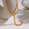 Wholesale Women's Geometric Casual Style Oneword Tassel Pendant Necklace With 18K Real Gold Pvd Furnace Vacuum Plating
