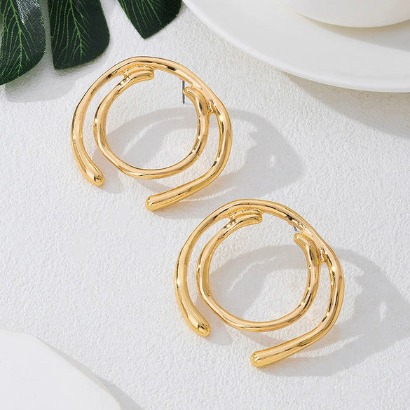 Wholesale Women's Geometric Circle Alloy And Stainless Steel Electroplated Earrings