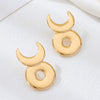 Wholesale Women's Geometric Circle Moon Alloy Electroplated Earrings With Stainless Steel Ear Needles