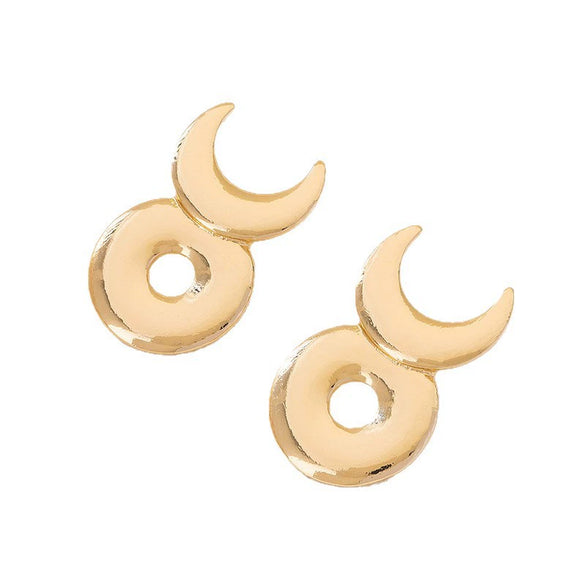Wholesale Women's Geometric Circle Moon Alloy Electroplated Earrings With Stainless Steel Ear Needles
