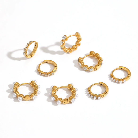Wholesale Women's Geometric Circle Stainless Steel Diamondencrusted Hoop Earrings With Vacuum Plating In The Furnace