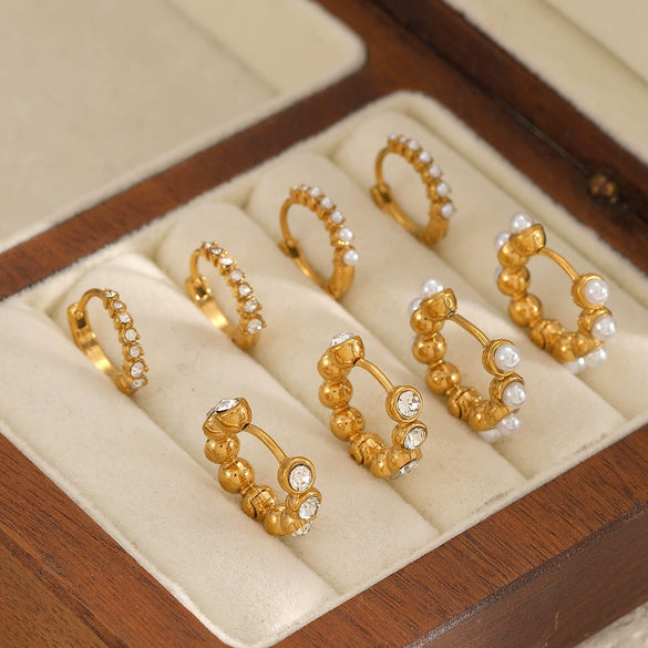 Wholesale Women's Geometric Circle Stainless Steel Diamondencrusted Hoop Earrings With Vacuum Plating In The Furnace