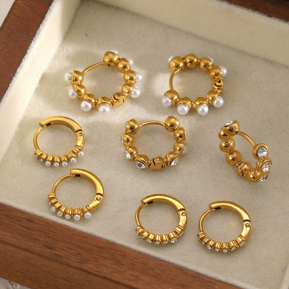 Wholesale Women's Geometric Circle Stainless Steel Diamondencrusted Hoop Earrings With Vacuum Plating In The Furnace