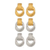 Wholesale Women's Geometric Circular Colorblocked Stainless Steel Earrings With Vacuum Real Gold Plating In Pvd Furnace