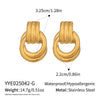 Wholesale Women's Geometric Circular Colorblocked Stainless Steel Earrings With Vacuum Real Gold Plating In Pvd Furnace