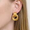 Wholesale Women's Geometric Circular Colorblocked Stainless Steel Earrings With Vacuum Real Gold Plating In Pvd Furnace