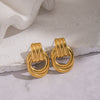 Wholesale Women's Geometric Circular Colorblocked Stainless Steel Earrings With Vacuum Real Gold Plating In Pvd Furnace