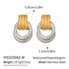 Wholesale Women's Geometric Circular Colorblocked Stainless Steel Earrings With Vacuum Real Gold Plating In Pvd Furnace