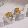 Wholesale Women's Geometric Circular Colorblocked Stainless Steel Earrings With Vacuum Real Gold Plating In Pvd Furnace