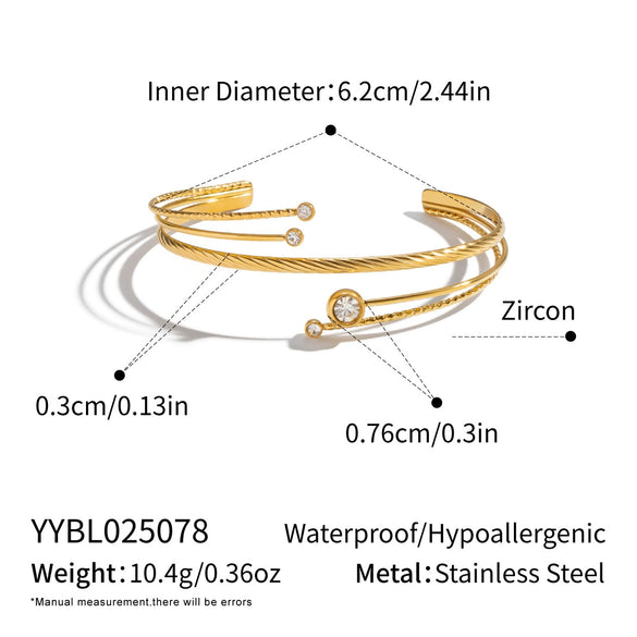 Wholesale Women's Geometric Cold Style Stainless Steel Gold Plated Bracelet Jewelry
