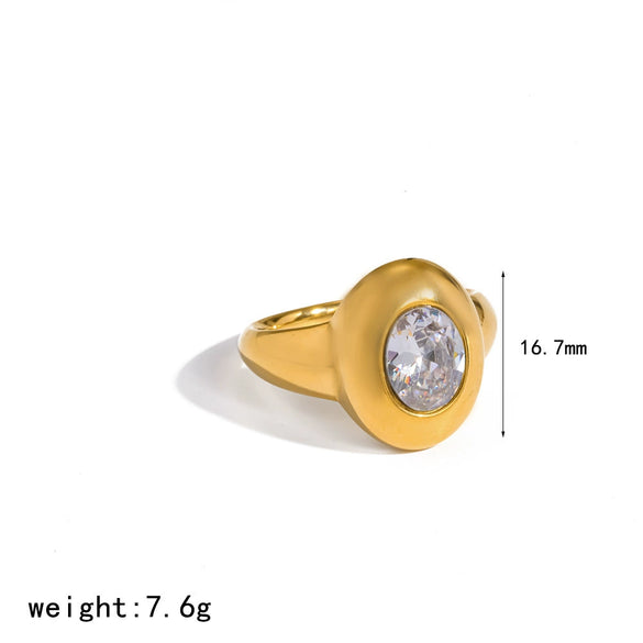 Wholesale Women's Geometric Colored Diamond Pendant Necklace Ring Jewelry Set In Titanium Steel With Pvd Furnace Vacuum Real Gold Plating