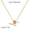 Wholesale Women's Geometric Colored Diamond Pendant Necklace Ring Jewelry Set In Titanium Steel With Pvd Furnace Vacuum Real Gold Plating