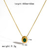 Wholesale Women's Geometric Colored Diamond Pendant Necklace Ring Jewelry Set In Titanium Steel With Pvd Furnace Vacuum Real Gold Plating