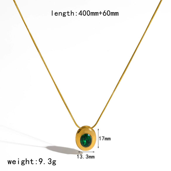 Wholesale Women's Geometric Colored Diamond Pendant Necklace Ring Jewelry Set In Titanium Steel With Pvd Furnace Vacuum Real Gold Plating