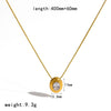 Wholesale Women's Geometric Colored Diamond Pendant Necklace Ring Jewelry Set In Titanium Steel With Pvd Furnace Vacuum Real Gold Plating