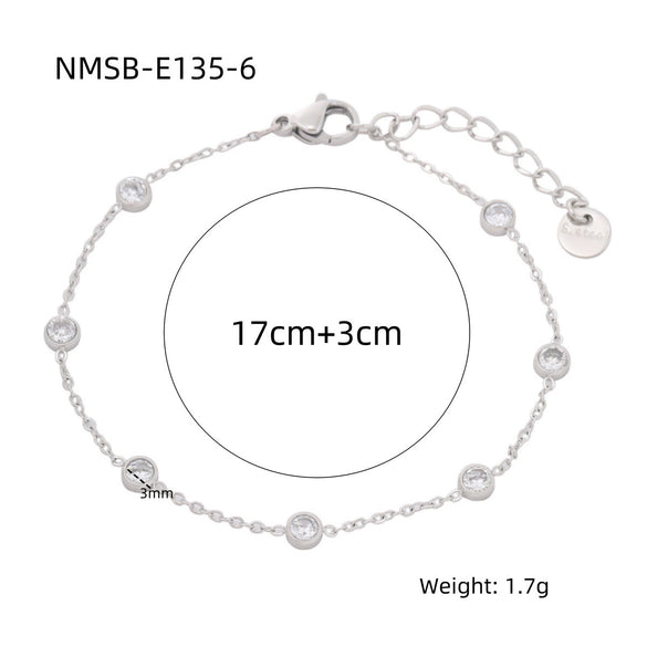 Wholesale Women's Geometric Colored Diamond Stainless Steel Titanium Steel Bracelet With 18K Vacuum Gold Plated Electroplating Treatment