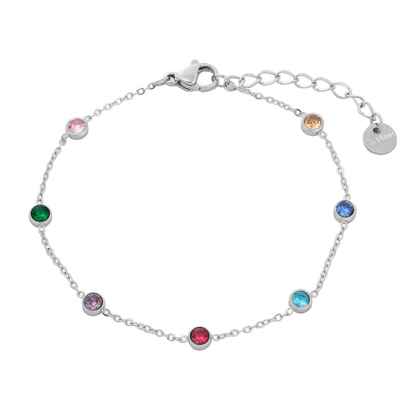 Wholesale Women's Geometric Colored Diamond Stainless Steel Titanium Steel Bracelet With 18K Vacuum Gold Plated Electroplating Treatment