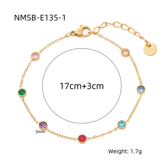 Wholesale Women's Geometric Colored Diamond Stainless Steel Titanium Steel Bracelet With 18K Vacuum Gold Plated Electroplating Treatment