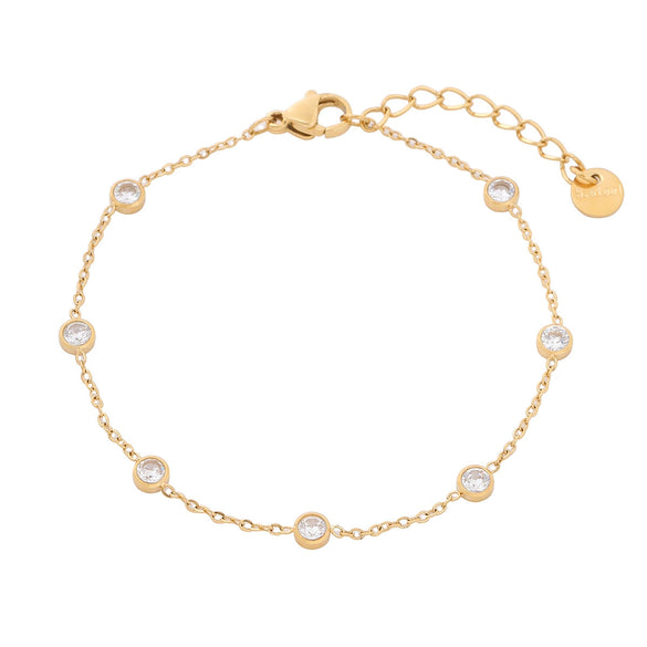 Wholesale Women's Geometric Colored Diamond Stainless Steel Titanium Steel Bracelet With 18K Vacuum Gold Plated Electroplating Treatment