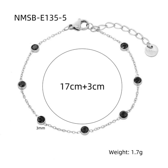 Wholesale Women's Geometric Colored Diamond Stainless Steel Titanium Steel Bracelet With 18K Vacuum Gold Plated Electroplating Treatment