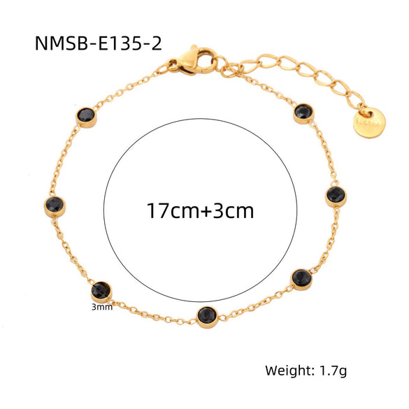 Wholesale Women's Geometric Colored Diamond Stainless Steel Titanium Steel Bracelet With 18K Vacuum Gold Plated Electroplating Treatment