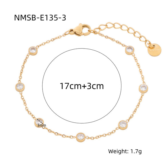 Wholesale Women's Geometric Colored Diamond Stainless Steel Titanium Steel Bracelet With 18K Vacuum Gold Plated Electroplating Treatment