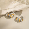 Wholesale Women's Geometric Contrasting Color Twist Earrings In Stainless Steel With Electroplating