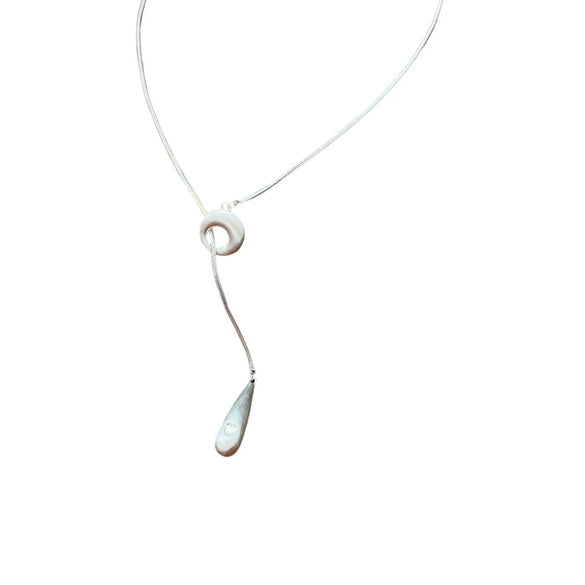 Wholesale Women's Geometric Copper Alloy Electroplated Brushed Water Drop Pendant Clavicle Necklace