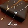 Wholesale Women's Geometric Copper Alloy Electroplated Brushed Water Drop Pendant Clavicle Necklace