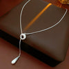 Wholesale Women's Geometric Copper Alloy Electroplated Brushed Water Drop Pendant Clavicle Necklace