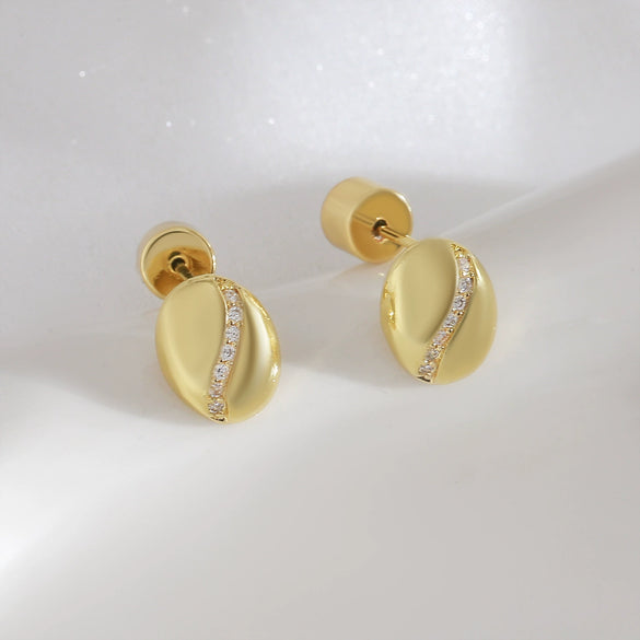 Wholesale Women's Geometric Copper Coffee Bean Earrings With Electroplating