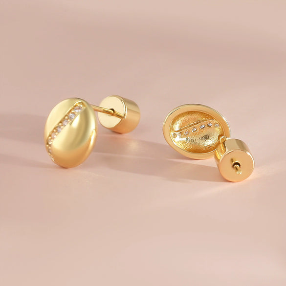Wholesale Women's Geometric Copper Coffee Bean Earrings With Electroplating